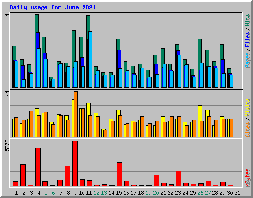 Daily usage for June 2021