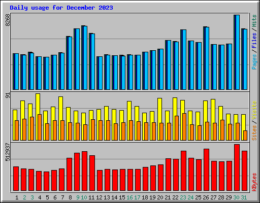 Daily usage for December 2023