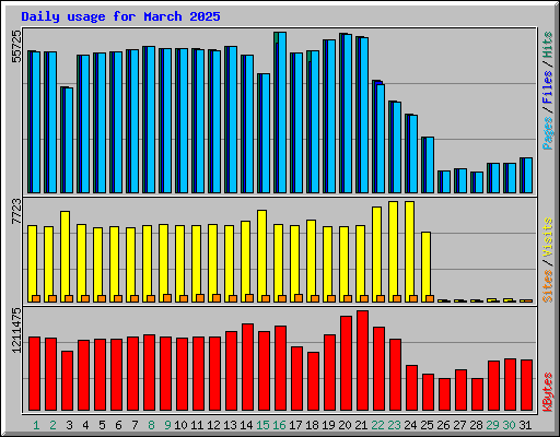 Daily usage for March 2025