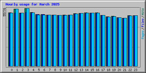 Hourly usage for March 2025