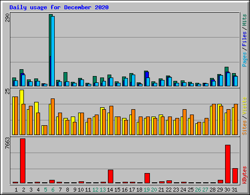Daily usage for December 2020